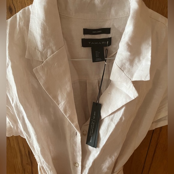 NWT Tahari White Linen Dress - Picture 3 of 7
